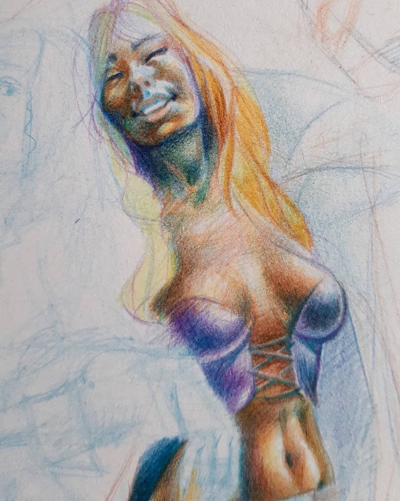 endersaka's tweet photo. This must be love ❤ for #Djustine (a #gore #erotic character from early 2000 created by Enrico Teodorani)! This is a close detail of the #WIP, she is almost complete. Sorry Messie, I am making you wait 😉 😜

#wip #art #artwork #artist #comics #comicar… https://t.co/byKT4DgK4p https://t.co/Sz5JerYB9C