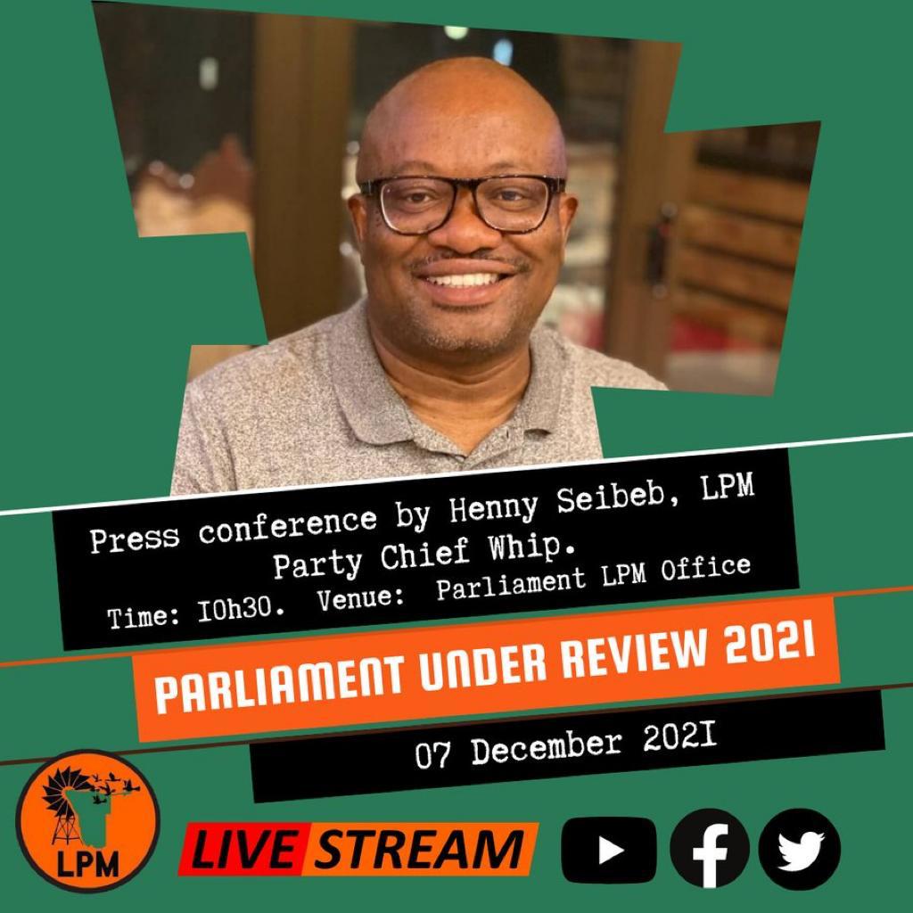 LandlessWing's tweet photo. Has Parliament been effective? Join our  Chief Whip tomorrow as we break down the performance of Parliament in 2021 @hennyseibeb78 @lpm_namibia @Utaara1 https://t.co/YrCQBm9QA3