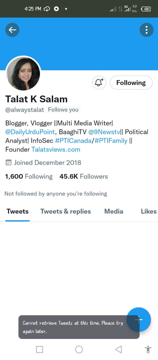 Talat Salam @alwaystalat is a known journalist.professional writer and social worker. She is voice of poor people,kids & womens.
Her account is suspended without any reason twitter must restore it ASAP @Twitte @verified @paraga @GeorgeSalama @TwitterSupport
#RestoreTalatKSalam