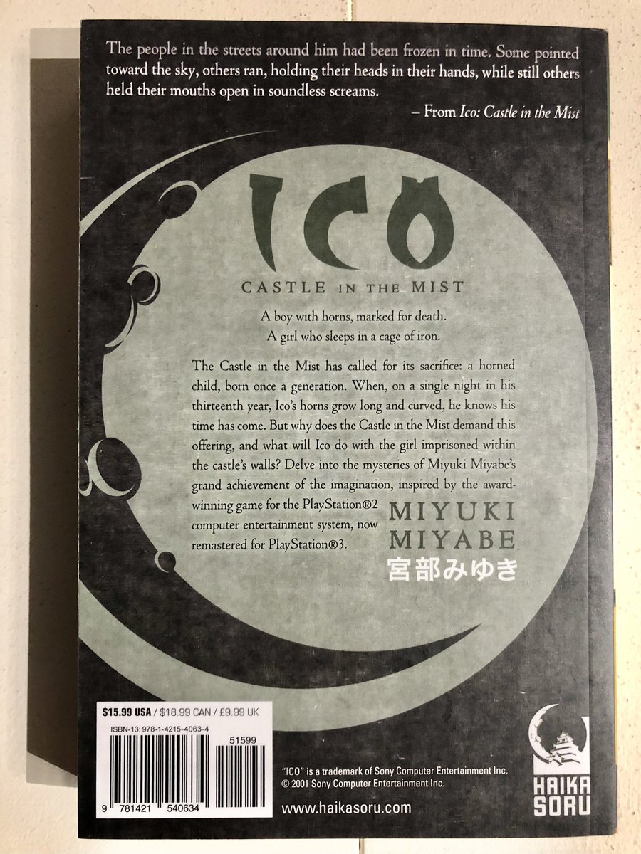 Round_2_Gaming's tweet photo. Day: #065
Title: Ico - Castle In The Mist
Author: Miyuki Miyabe

20 years ago, today, #Ico was released in Japan.  

Although non-canon, Castle In The Mist is a pretty cool telling of the game’s events, with a lot of expanded story and lore. 

@Haikasoru @aokajiya @fumito_ueda https://t.co/8i0f4J5oid