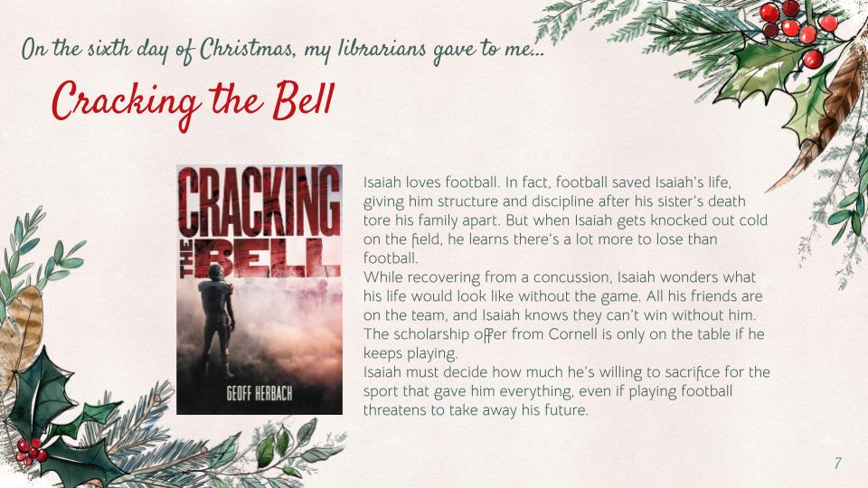 BJPSLibrary's tweet photo. On the SIXTH day of Christmas, my librarians gave to me... https://t.co/vARPCcdfaP (for all titles so far!)  
@BrebeufJesuit https://t.co/18hZDiB8Er