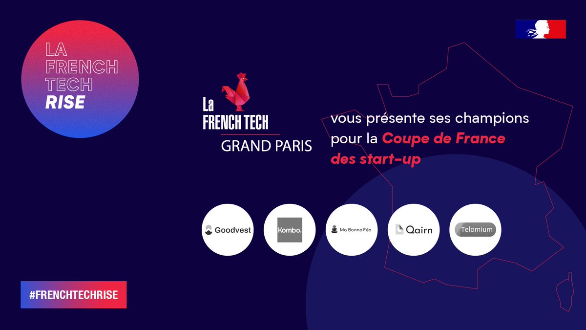 FTGrandParis's tweet photo. #FrenchTechRise 
@LaFrenchTech 
Rendez-vous cet après-midi pour la coupe de France des startups!

La @FTGrandParis sera représentée par ses 5 champions: #qairn, @Kombo_Co, @ma_bonne_fee, #telomium et @GoodvestFR.

#invest #bercy https://t.co/zKrWHNRAde