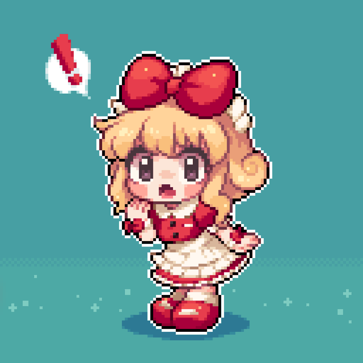 「Red-ribbon maid🎀
#pixelart #ドット絵  #픽셀아트」|아크네르/アクネル/Arkneruのイラスト