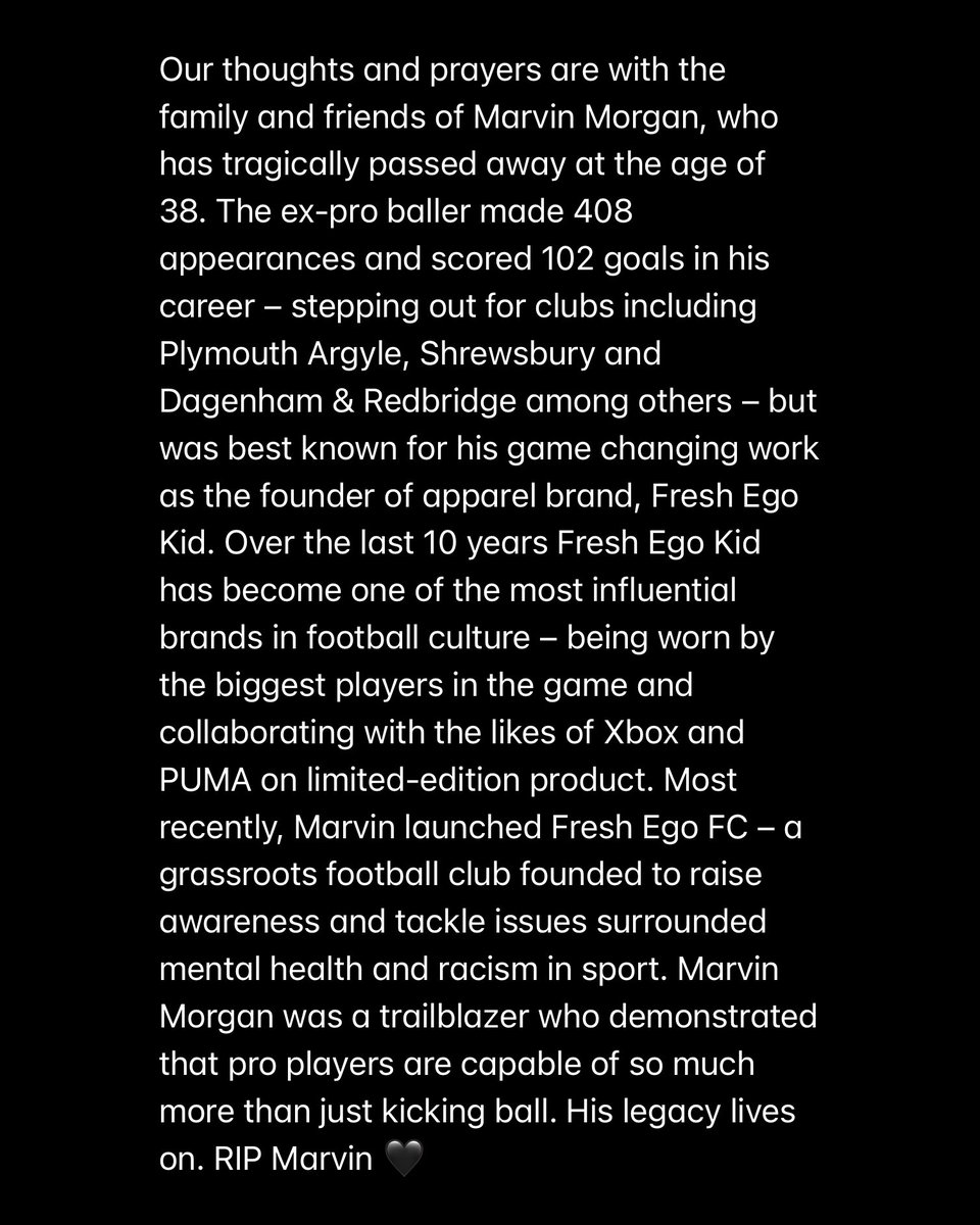 vsrsus's tweet photo. Our thoughts and prayers are with the family and friends of Marvin Morgan, who has tragically passed away at the age of 38. His legacy lives on. RIP 🖤 https://t.co/SFsRUotyPq