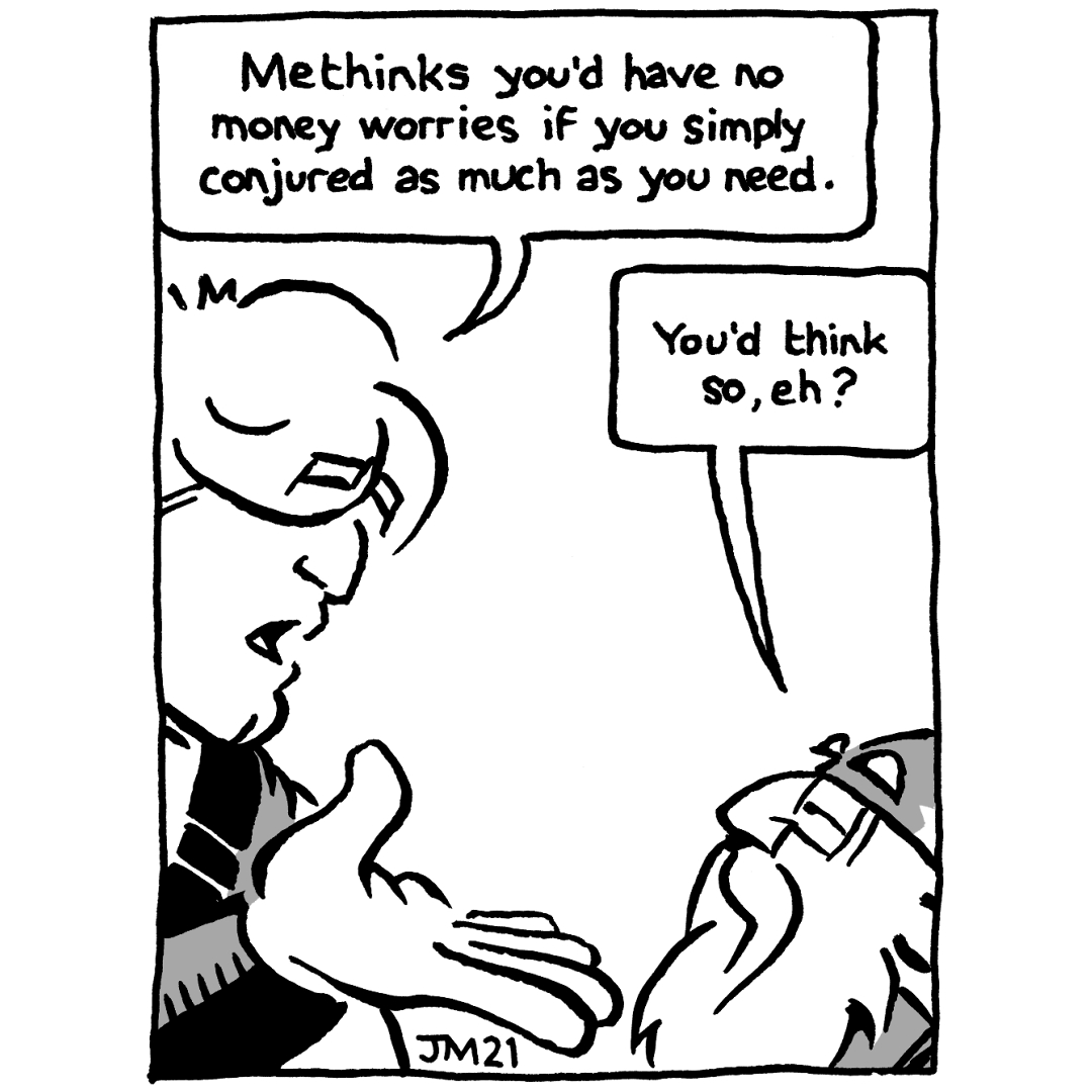 johncomic's tweet photo. new episode of "Not That Magic: Tales of Vernor Magus" (the Wizard of More Or Less) #comics #comicstrip #NotThatMagic #VernorMagus #RussTheBarbarian https://t.co/nmShjnxNZ3