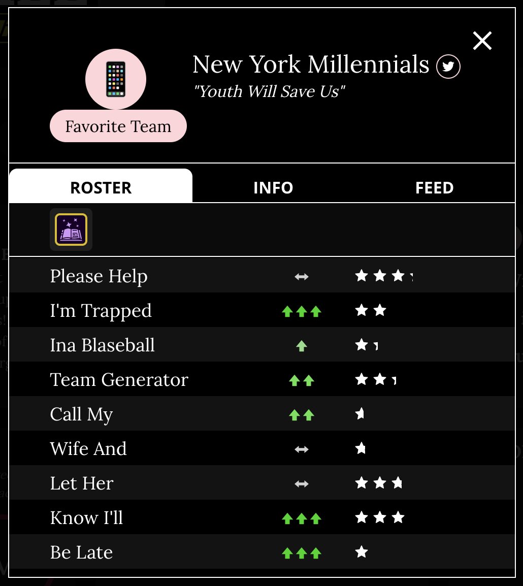 Friends, fans, and foes - I’m proud to introduce this season’s stellar BATTING LINEUP for your NEW YORK MILLENNIALS!