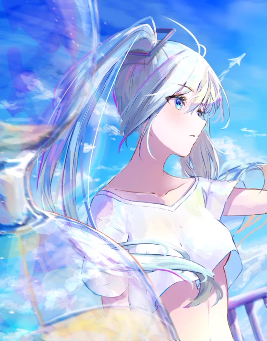 #絵描きさんと繫がりたい #イラスト好きさんと繋がりたい #初音ミク 
宙征く時の初音 
