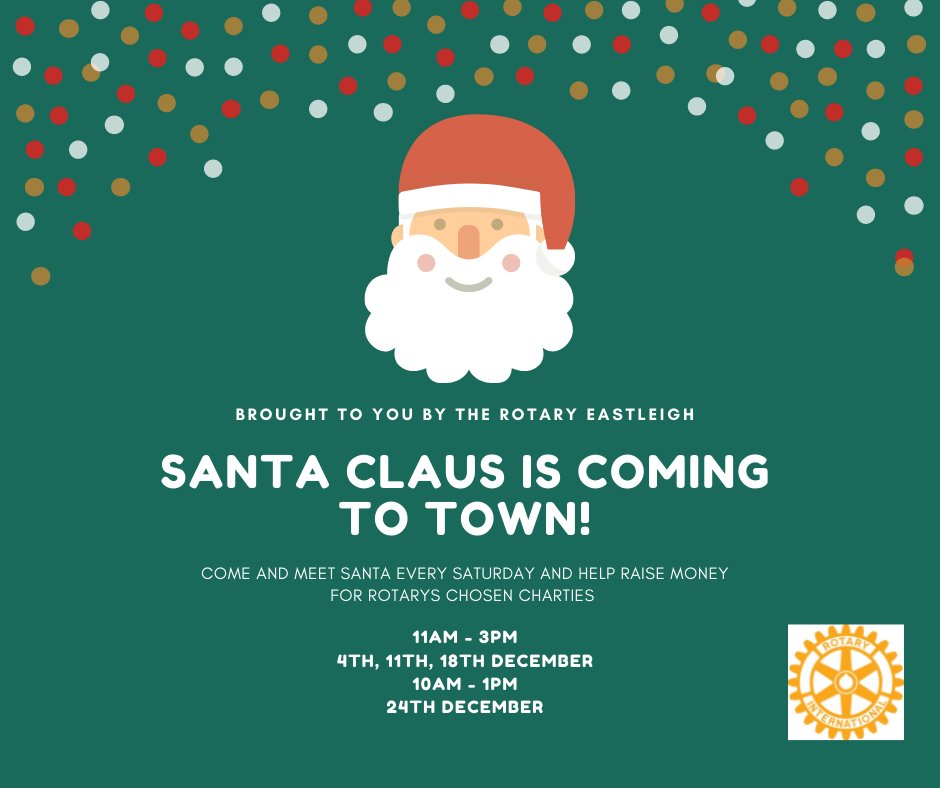 We are pleased to announce that <a href="/EastleighRotary/">Eastleigh Rotary</a> will be back this Saturday with #fatherchristmas