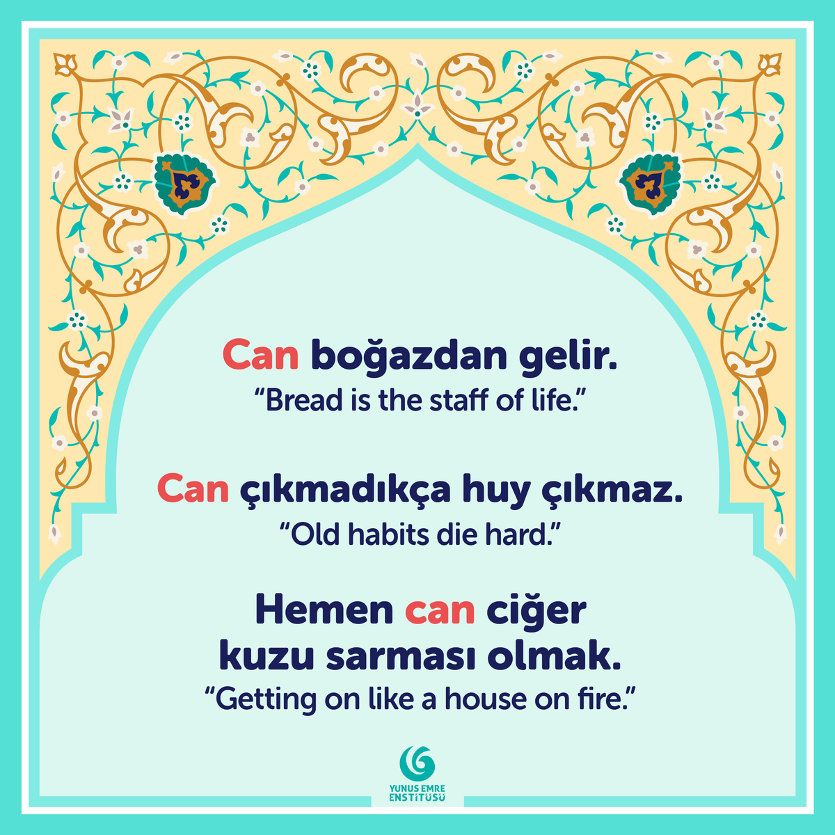 yeeamerika's tweet photo. 🇹🇷 ❝Can cümleden azizdir❞

🇺🇸 ❝The soul is more valuable than everybody❞

#MerhabaMonday #TurkishIdioms 
#NewLanguage #TurkishCulture https://t.co/jPf2XGW5IM