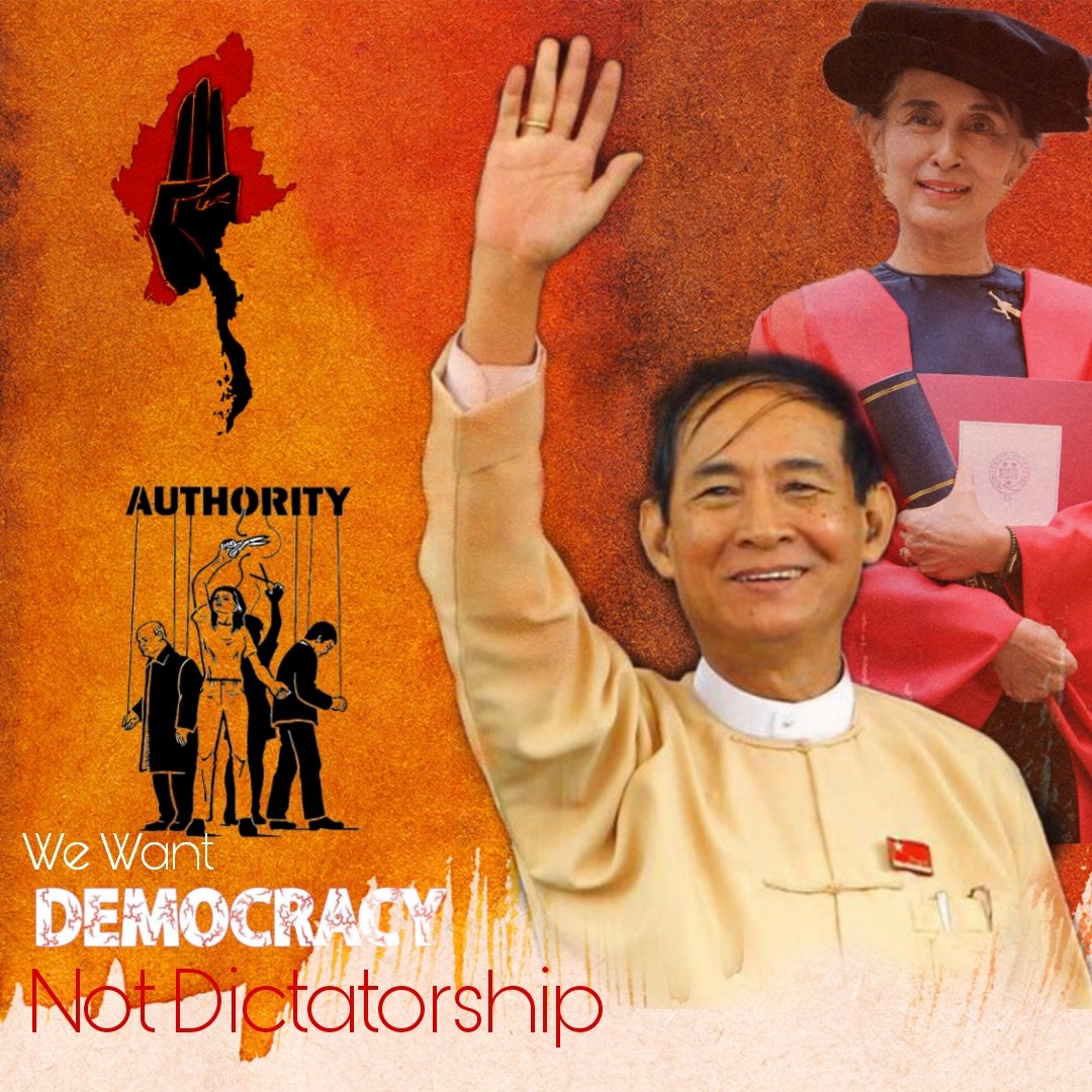 The Junta is cutting off the path to Democracy by imprisoning Daw Aung San Suu Kyi, a symbol of democracy for Burma, known as the "Woman of Steel" &amp; the admirable U Win Myint, on false charges.  Therefore, the international community...

FREEDOM FROM FEAR
#FckTheLaw