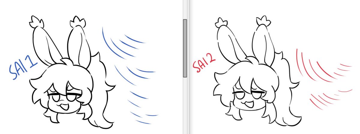 man.. the diff between my lineart brush in SAI vs SAI2... i wish i could fix this... (the colored strokes on the right u can see the top part for SAI1 is nice and tapered and on SAI2 its just. Blocky.) I've checked the settings (all the same) and w a friend w SAI2 and Nothing