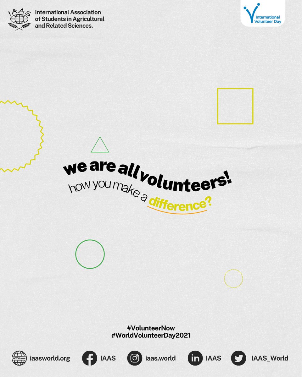 IAAS_World's tweet photo. Today is the day we celebrate the #WorldVolunteerDay!

We are all volunteer. We are priceless. 
Share your volunteers day in the comment section.

#VolunteerNow

source: UN Volunteer
(cont.) https://t.co/jQIogTKvw5