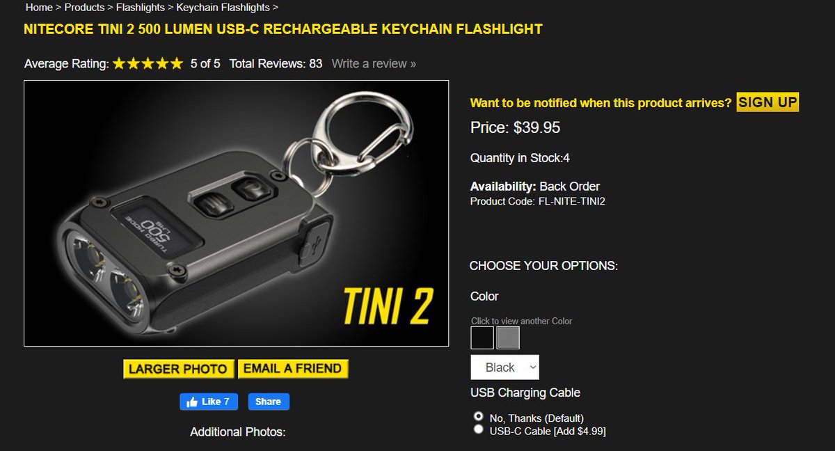 morriscode's tweet photo. @nitecorelight It says you have 4 in stock. I'll buy them all but there's no way to do so? What gives? https://t.co/1XjPSYzs4W