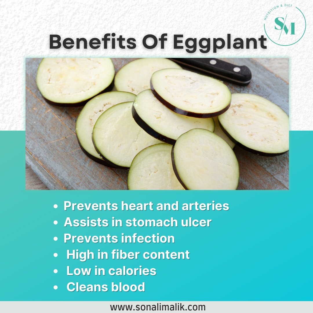 Benefits of eggplants 🍆

For such health tips and customised diet plans please visit us at sonalimalik.com 
#caloriesmatter #toxinsout #eggplant #benefits #healthbenefits #highinfibre #lowincalories #cleansblood