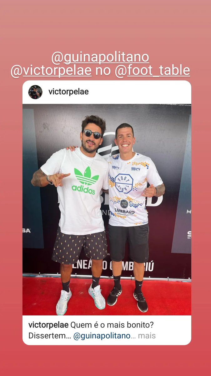 Portaljobsenews's tweet photo. Já viram o post no feed do @victorpelae com @guinapolitano .... coração fica feliz com a legenda e as pessoas vendo como o Guilherme é um querido....
.
.
#guinapolitano #victorpelae #foot_table #BalneárioCamburiu #competição #disputa #esporte 

https://t.co/TE11uuRQhu https://t.co/cMJUBoovnd