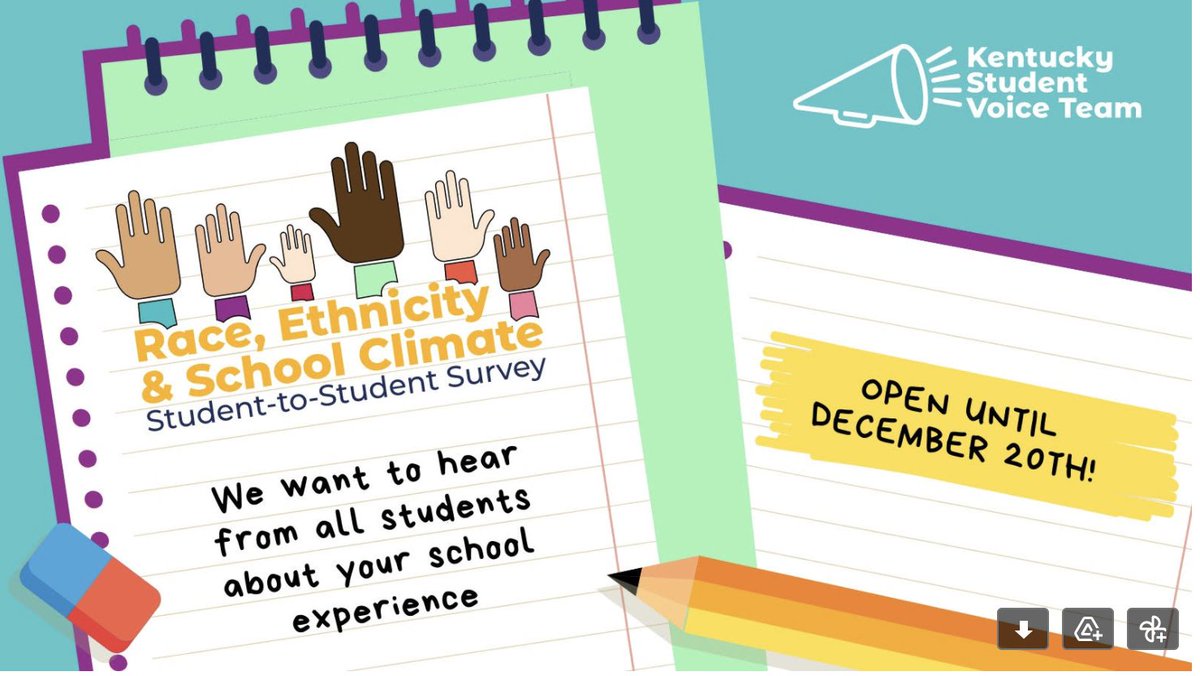Calling all KY middle and high school students &amp; adult allies who love them: KSVT's Race, Ethnicity, and School Climate Student Survey is now live! Please spread the word--and this link! ksvt.org/recsurvey