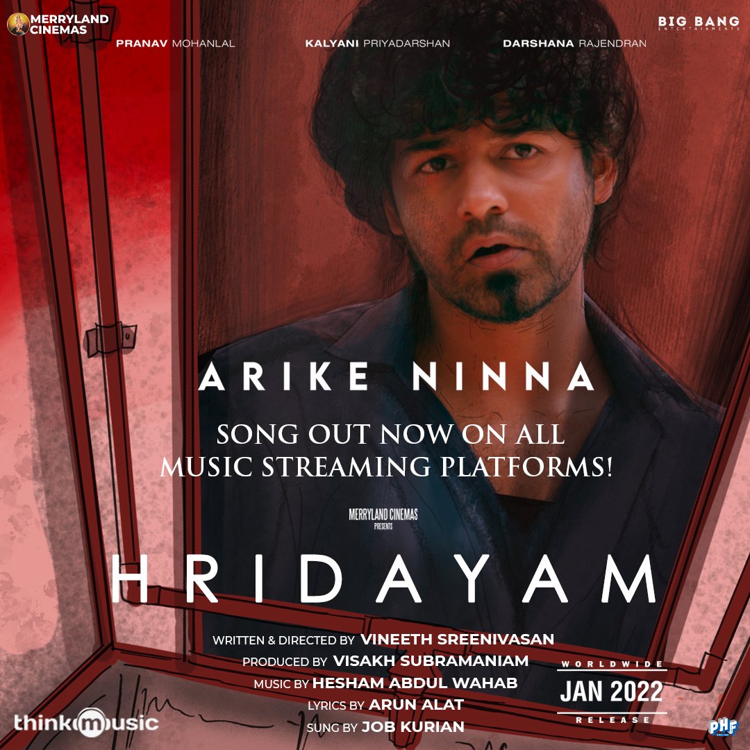 Head on to your streaming platforms now and tune in to #ArikeNinna, the second song from #Hridayam. ❤️ Listen on YouTube - youtu.be/p0PoLvRLVCA #AVineethSreenivasanFilm #AMerrylandCinemasProduction #Jan2022WorldwideRelease