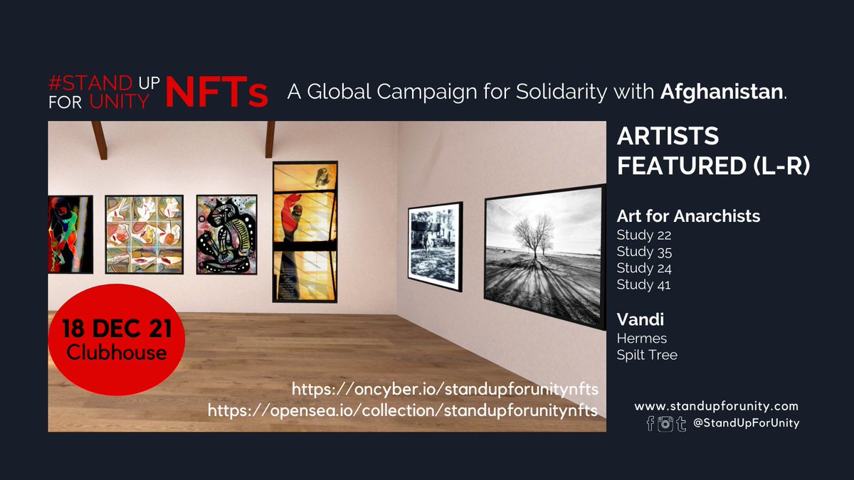 StandUpForUnity's tweet photo. #StandUpForUnity #Afghanistan
โผ๏ธ DROP for #SUFUNFTs 18 DEC - Time TBC โผ๏ธ
Check out the beautiful art by incredible and kind artists in the NFT space . https://t.co/Qu7A1d81PY #NFTCommunity #NFTCollector #NFTmarketplace #Humanitarian https://t.co/wJ29crkzNr