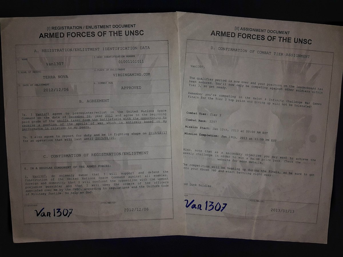 Van1307_XA's tweet photo. Un día como hoy hace 9 años me enlisté a la UNSC para competir en el desafío Infinity War Games en #halo4 patrocinado por #virgingaming
Clasifiqué en el Tier 3 posición 2257 de la región y se convirtió en uno de mis mayores logros como #xboxgamer 😎🇲🇽
#haloinfinte https://t.co/9Es0njKyd4