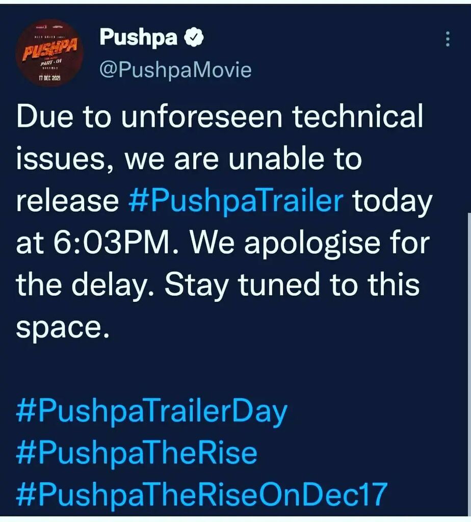 FilmyMantar's tweet photo. Pushpa traile aaj 6.3 pm nahi aayega 

#pushpa  #pushpatrailer #puspa  #pushpateaser #alluarjun #rashmikamandanna https://t.co/wkaaQ55LMB https://t.co/4SrVTvXu1B