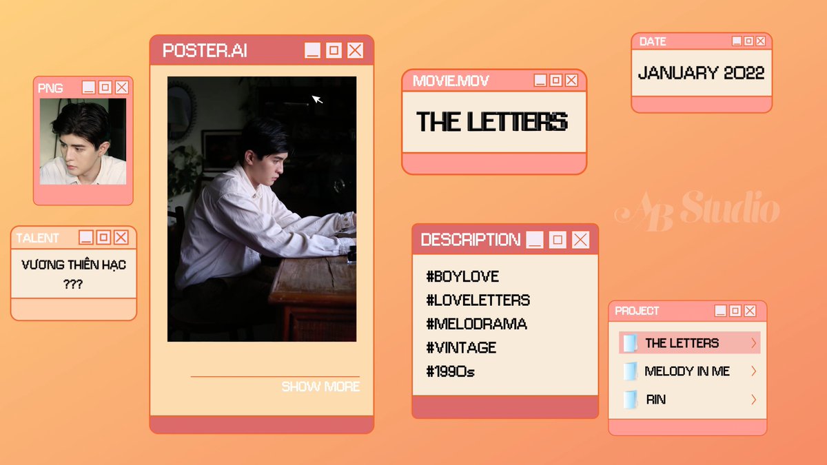 ABStudiovn's tweet photo. 𝗔𝗕 𝗦𝗧𝗨𝗗𝗜𝗢 𝟮𝟬𝟮𝟮: https://t.co/5ABf7LCzDA

- THE LETTERs
- 'MELODY IN ME' THE SERIES
- RIN THE SERIES

#ABSTUDIO #ABSTUDIO2022

#THELETTERs #MELODYINME #MIM #RIN

---

© Bản quyền thuộc về AB Studio
© Copyright by AB Studio ☞ Do not Re-up! https://t.co/wiyHp4yHBt