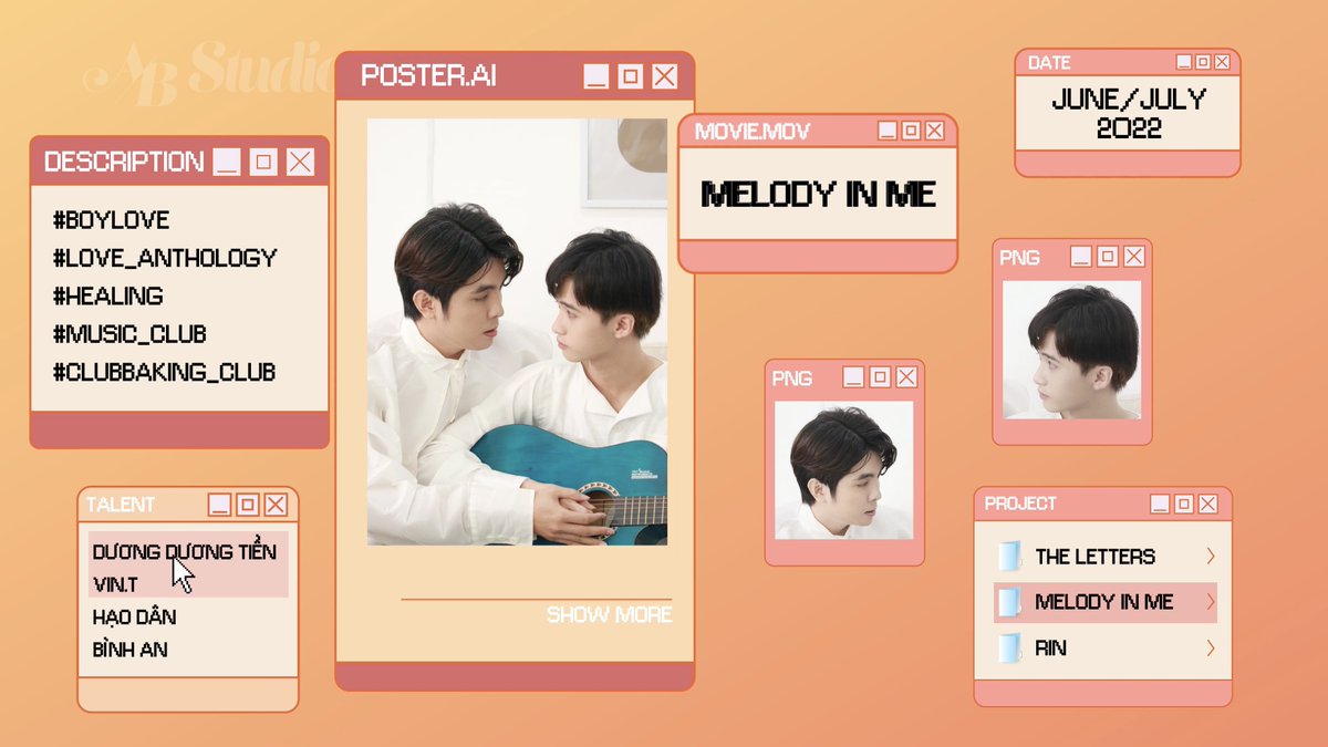 ABStudiovn's tweet photo. 𝗔𝗕 𝗦𝗧𝗨𝗗𝗜𝗢 𝟮𝟬𝟮𝟮: https://t.co/5ABf7LCzDA

- THE LETTERs
- 'MELODY IN ME' THE SERIES
- RIN THE SERIES

#ABSTUDIO #ABSTUDIO2022

#THELETTERs #MELODYINME #MIM #RIN

---

© Bản quyền thuộc về AB Studio
© Copyright by AB Studio ☞ Do not Re-up! https://t.co/wiyHp4yHBt