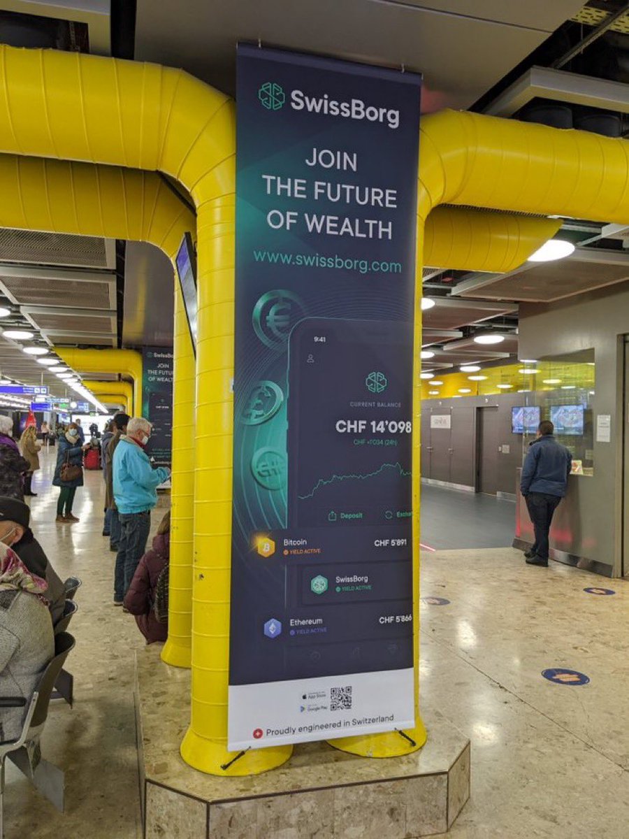 SwissBorgMania's tweet photo. La publicité commence pour @SwissBorg 💚 avec ce matin des affichages dans l’aéroport de Genève 🇨🇭
#BravoSwissBorg 🙌

Bientôt le million d’utilisateurs
#NousSommesSwissBorg 👨🏻‍🚀👩🏻‍🚀🚀🌕 https://t.co/HxHNXeeswK
