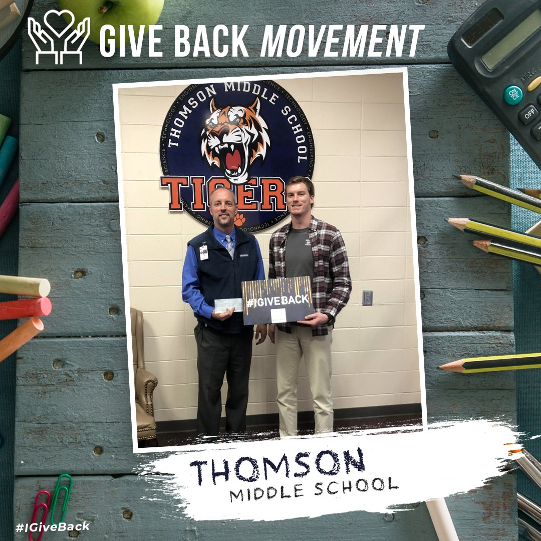 PerryChiro's tweet image. Our "Give Back Movement" program provides FREE spinal screenings at local businesses in the community. Shown here, we are delivering the donation to Thomson Middle School.💕 #PerryChiro #IGiveBack #Community #Love #Chiropractic #TMS