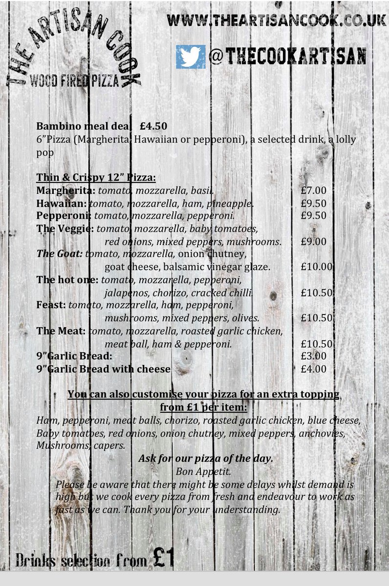 SullyClub's tweet image. Great Pizzas at Sully Sports and Social Club.

The Artisan Cook has a pitch in our car park every Wednesday, Thursday, Friday, and Saturday, selling takeaway, wood-fired pizzas.

Mobile - 07895 092875
Email - info@theartisancook.co.uk
theartisancook.co.uk