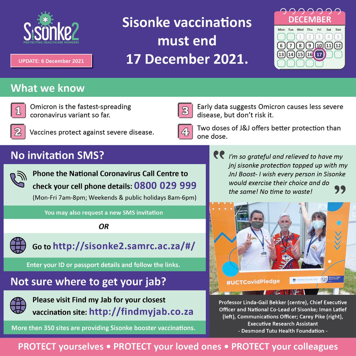 #Sisonke phase 2 - Johnson and Johnson booster for #Healthcareworkers wraps up in just 8 days. For goodness sake, all HCWs please go immediately to your nearest site if you haven't had your booster #NeverTooLateToVaccinate #GetVaccinatedNow #VaccinesWork