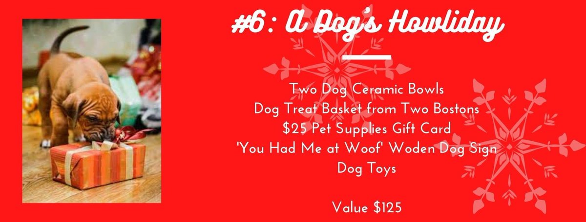 NaperHumane's tweet image. LOOKING FOR THAT PERFECT GIFT? WANT TO HELP NAHS? Participate in our 12 days of Raffle! The holiday raffle runs from Dec. 1-12 &amp;amp; raffle tickets are $5/each. 
Raffle Prize #6: A Dog's Howliday

Purchase tickets &amp;amp; check out all the prizes here: naperhumane.org/events-calenda…