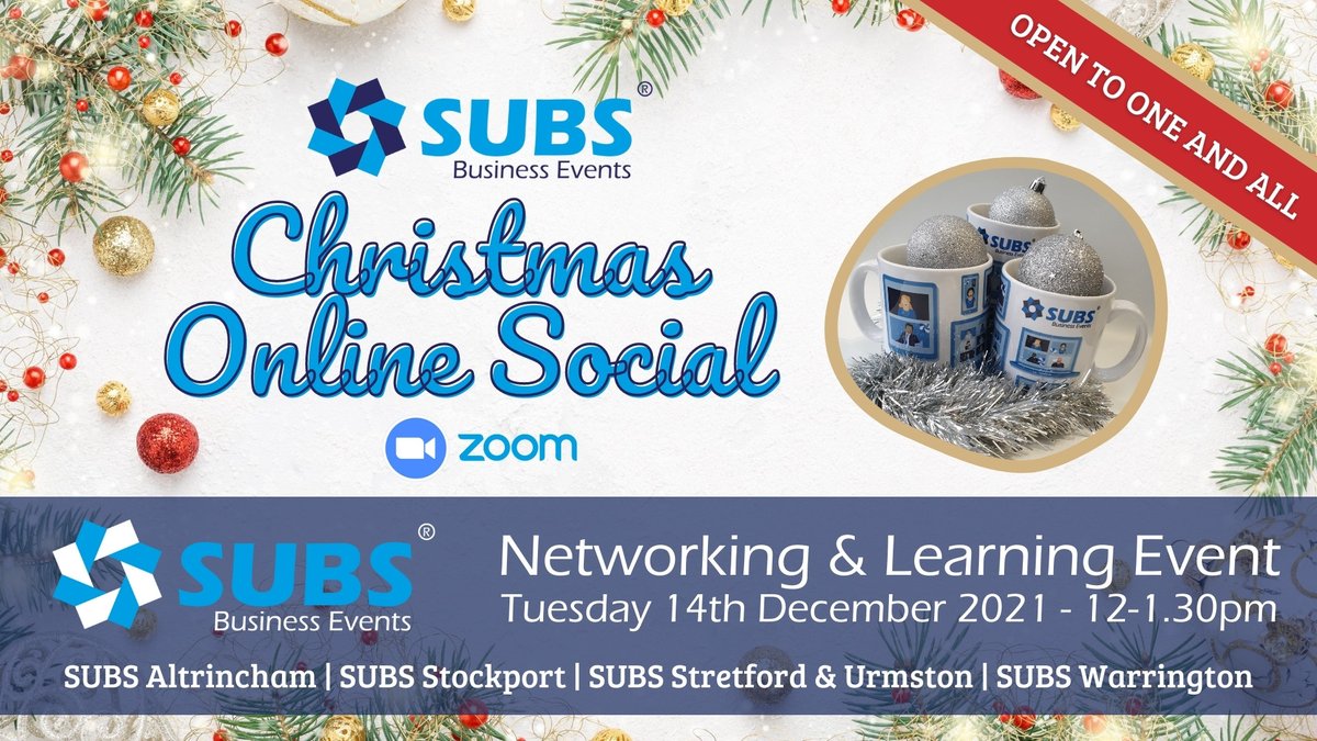 It’s the <a href="/SUBSbizEvents/">SUBS Business Events</a> Christmas Social on 14th December, 12pm-1.30pm. Open to all SUBS Groups.
 
Plus, we’ve a prize to give away that many have coveted over the last year. But as they say, you’ve got to be in it to win it!
 
Join us here: portal.subsbusinessevents.co.uk/post/subs-chri…