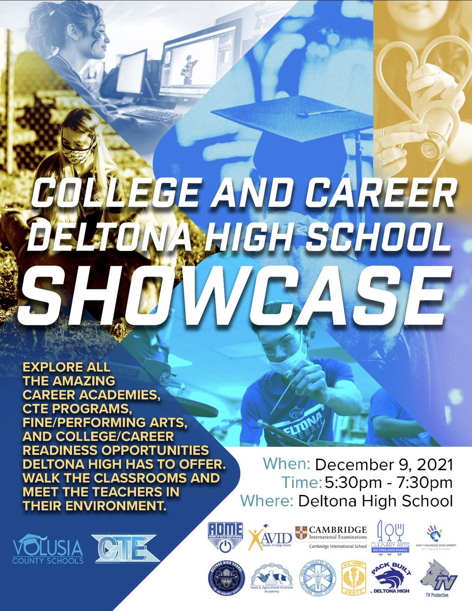 MikeMicallef1's tweet image. Calling all incoming 9th grade students interested in attending Deltona High.

Thursday, December 9th come explore all the amazing career academies, CTE programs, fine/performing arts, &amp;amp; college/career readiness opportunities DHS has to offer.

@GalaxyRockets @DHSHappenings