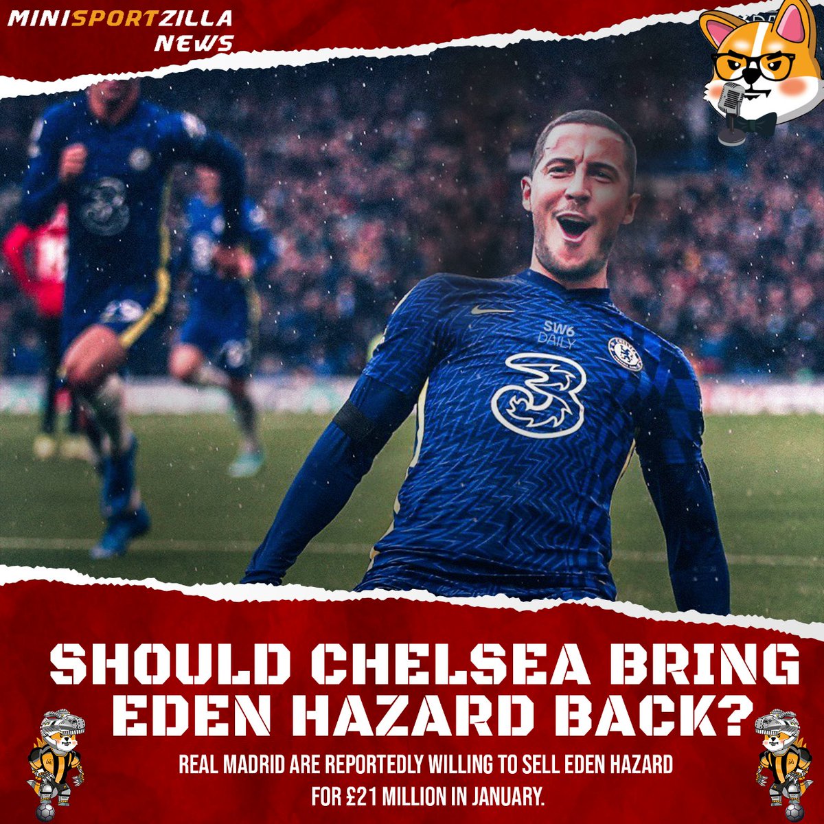 minisport_zilla's tweet photo. Football⚽: Real Madrid are reportedly willing to sell Eden Hazard for £21 million💰💰in January.SHOCKING NEWS!!!😱😱 WILL EDEN PLAY IN CHELSEA AGAIN?!?!?!🔥🔥 #edenhazard #realmadrid #MiniSportZilla #MSportZillARMY #SportsNews #NewsZilla https://t.co/i8WKvGDM3x