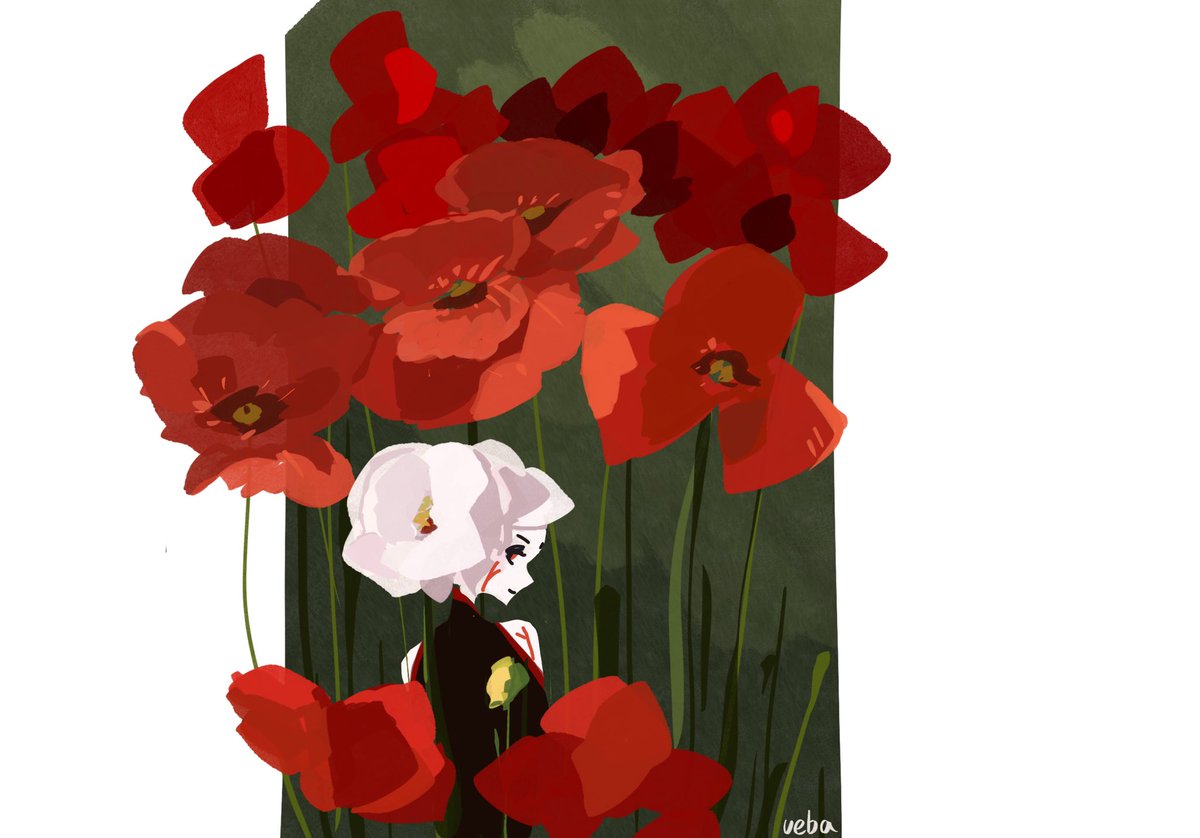 ueba_raarisu's tweet photo. Corn poppy. 
今天的猹鱼日绘，还挺满意的所以画成了lady，嘿嘿 https://t.co/MPPXXuugc1