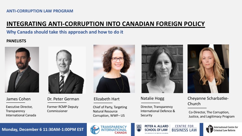 Happening today at 11:30AM EST: Ahead of #Summit4Democracy and on heels of the new US Strategy on Countering Corruption, why and how should Canada integrate anti-corruption into foreign policy. Register here: transparencycanada.ca/events/integra… #cdnfp #cdnnatsec #cdnpoli #cdndev #cdnaid