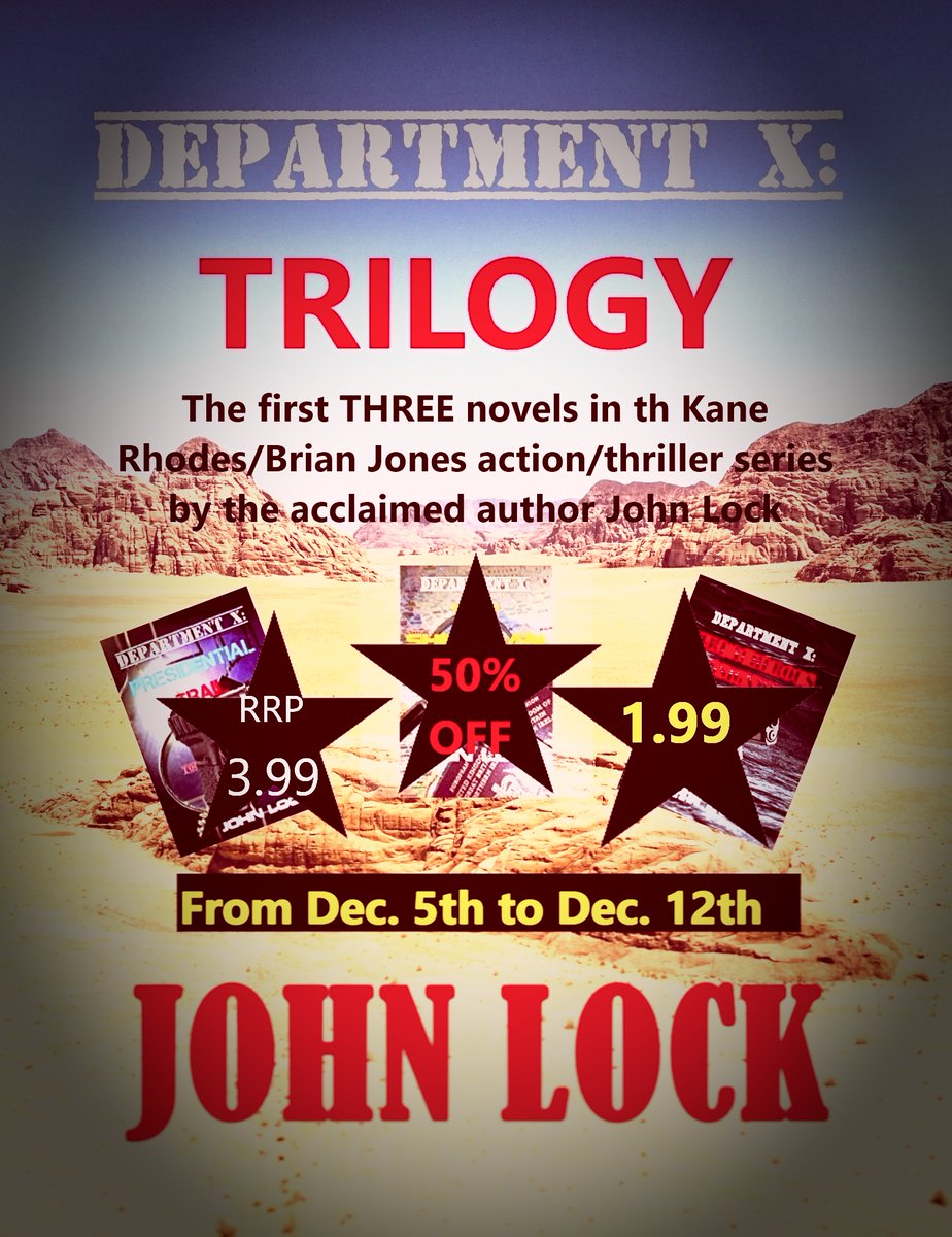 johnlockauthor's tweet image. The first THREE novels in the acclaimed Kane Rhodes/Brian Jones
Action/thriller series under one cover (50% off)
ONLY 1.99 from Dec 5th to 12th
#kindle
UK      amazon.co.uk/dp/B01M58KPLO
US      amazon.com/dp/B01M58KPLO