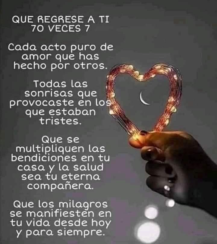 Que las bendiciones regresen a ti 70 veces 7...🙏