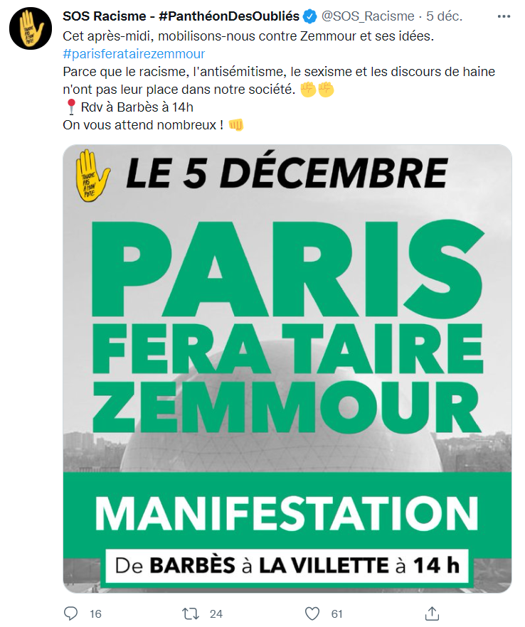 Gilbert Collard on Twitter: "Quelques heures avant le meeting de  #Villepinte, #SOSRacisme appelait à faire « taire #Zemmour » : et ils ont  le culot de se réfugier derrière le prétexte de