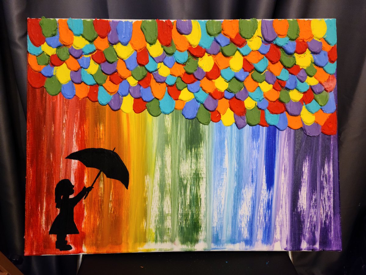 Day 6 of #ArtAdventCalendar !

Did this one while I was experimenting with using drywall compound on canvas during an #Arttherapy session. The clouds are drywall compound mixed with #acrylic #paint &amp; heavy gel medium.

#artistsontwitter
#artwork
#MentalHealthMatters
#mentalhealth