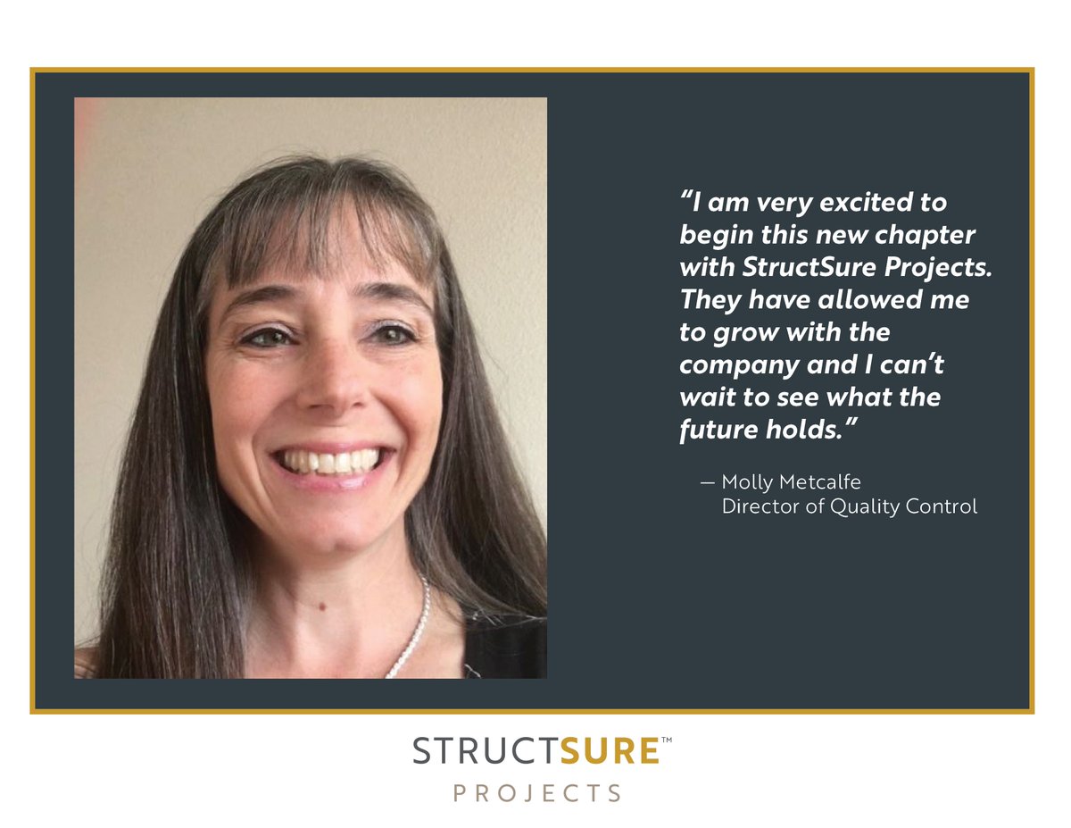 StructSureBuilt's tweet photo. Congratulations to Molly Metcalfe, for her promotion to Director of Quality Control. Molly’s new role is instrumental in ensuring implementation of best practices in quality control.
#StructSurePeople #StructSureProjects https://t.co/638WB3pHNn
