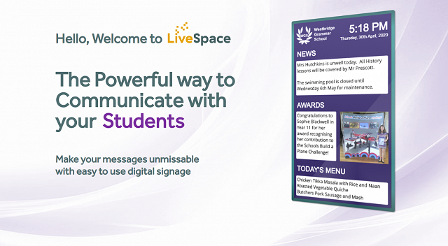 MRGsystems's tweet photo. Hello sch_hour!
Who knows what winter will bring with changes to rules causing constant revision of messages to your pupils.
Make every important message unmissable with LiveSpace.
Ask for a demo: hello@livespacesignage.co.uk
https://t.co/XO1Ub4cHcF
#schools #education https://t.co/WQvU04wRBk