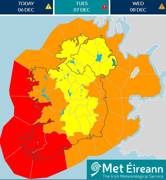 Alerte rouge en #Irlande à l'approche de la tempête #Barra qui se creuse au large.
Dépression explosive avec chute de pression de près de 50 hPa en 24h.
Rafales possibles de 130 à 160 km/h sur les côtes, 100/130 dans les terres. 