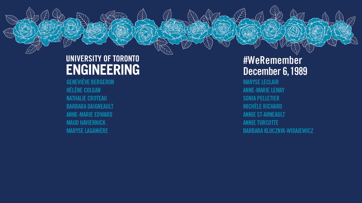 UofTEngineering's tweet photo. #WeRemember: Join #UofTEngineering and the tri-campus @UofT community in marking the National Day of Remembrance &amp; Action on Violence Against Women at a virtual ceremony today at 11:30am: https://t.co/uB9e7GyvKn #UofTDec6 https://t.co/plms0K4Hfp