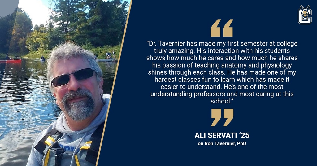 CantonWLAX's tweet photo. Some of the best professors out there are on our campus.  Today we highlight Dr. Ron Tavernier who teaches Anatomy &amp; Physiology.  A LOT of our players need this class for their majors and despite the challenging material he has become a favorite as you can see from Ali’s quote. https://t.co/SGZtbRX8AH