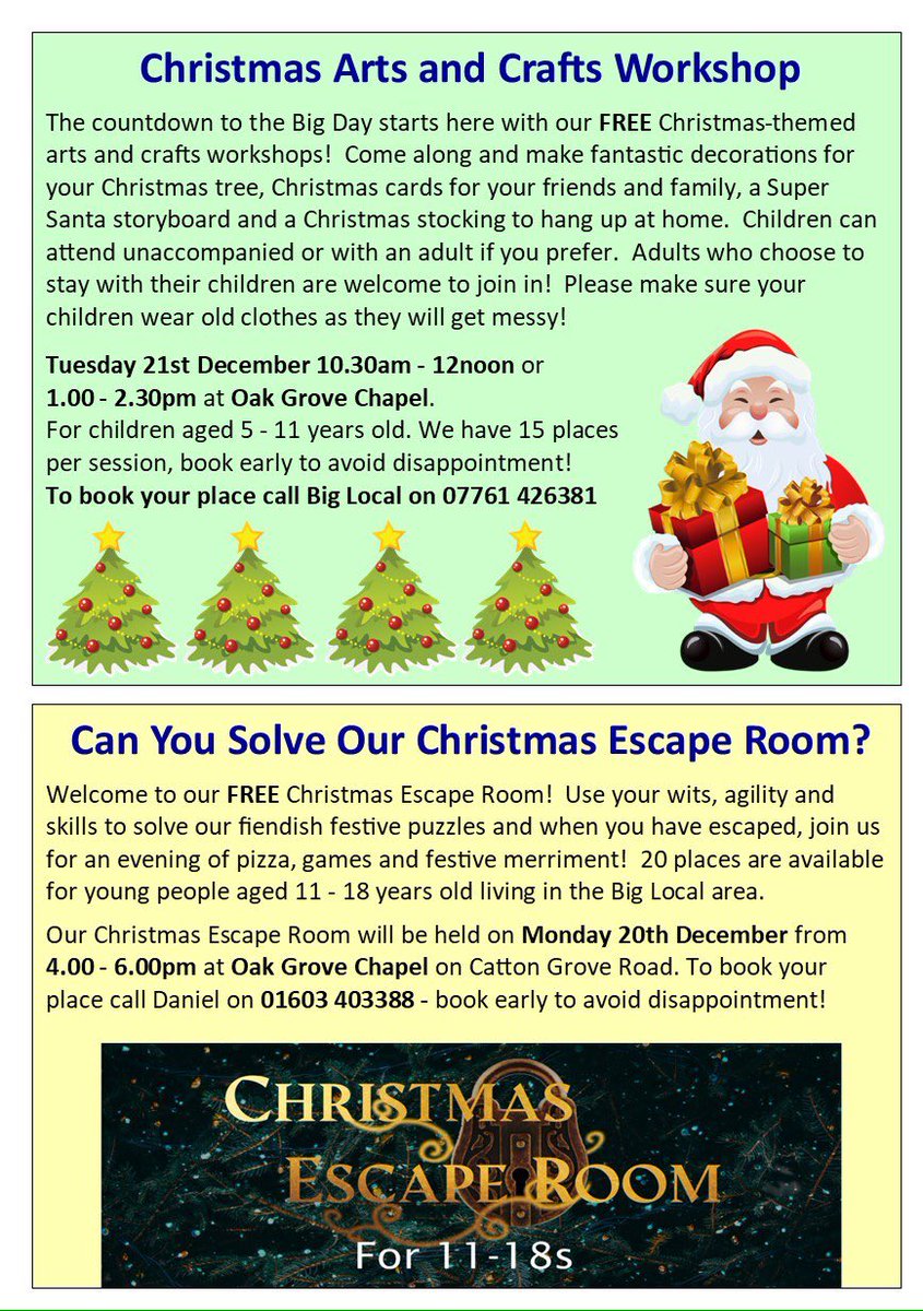 GroveLocal's tweet photo. Take a look at our Christmas activity leaflet. The activities are fun and free of charge. https://t.co/C5OSNtTgee
