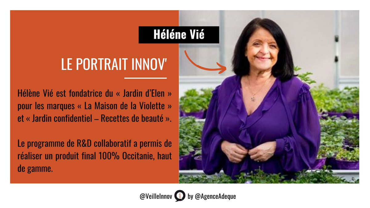 #Innovation Après un long programme R&amp;D soutenu par <a href="/ADOCC_/">AD'OCC</a>, Hélène Vié réalise un produit cosmétique 100% #Occitanie et haut de gamme à base de Violette de Toulouse : "Jardin Confidentiel"

occitanie-innov.com/non-classe/ils…