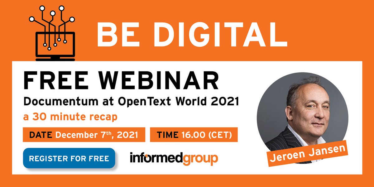 𝗥𝗲𝗺𝗶𝗻𝗱𝗲𝗿 𝗙𝗿𝗲𝗲 𝗪𝗲𝗯𝗶𝗻𝗮𝗿: If you haven't registered yet, please do so. If you can't join, no problem. Sign up anyway because afterwards you will receive a link to the recorded webinar.
𝗗𝗲𝗰𝗲𝗺𝗯𝗲𝗿 𝟳𝘁𝗵 | 𝗧𝗶𝗺𝗲: 𝟭𝟲.𝟬𝟬 (𝗖𝗘𝗧) bit.ly/Documentum_web…