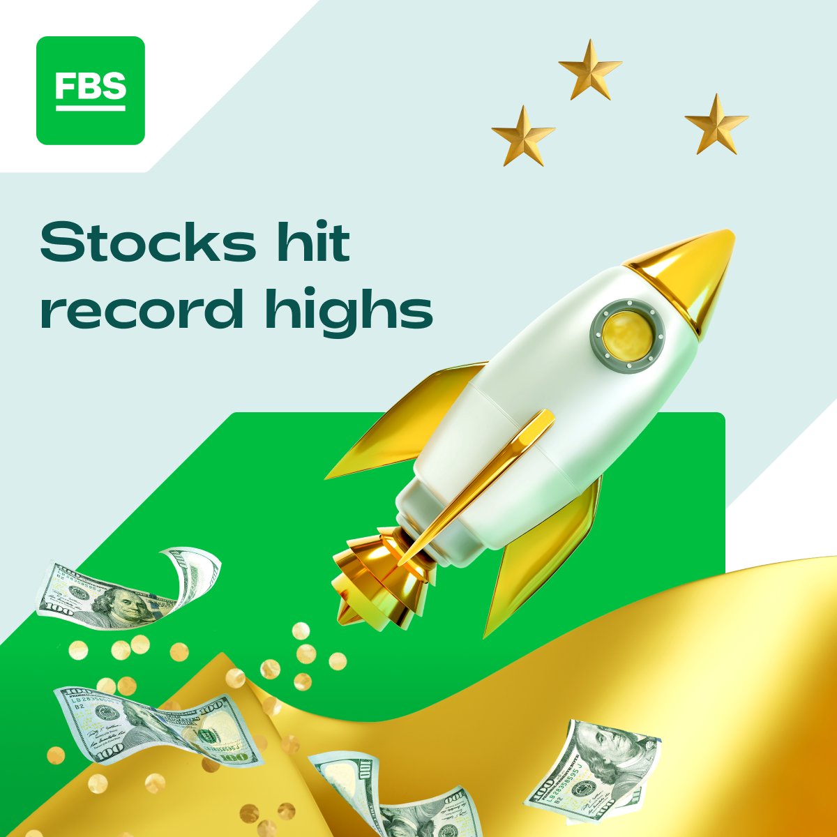 FBS_broker's tweet photo. Stocks are growing. You also can. Trade Tesla, Netflix, Apple, and other hot stocks to ride the market