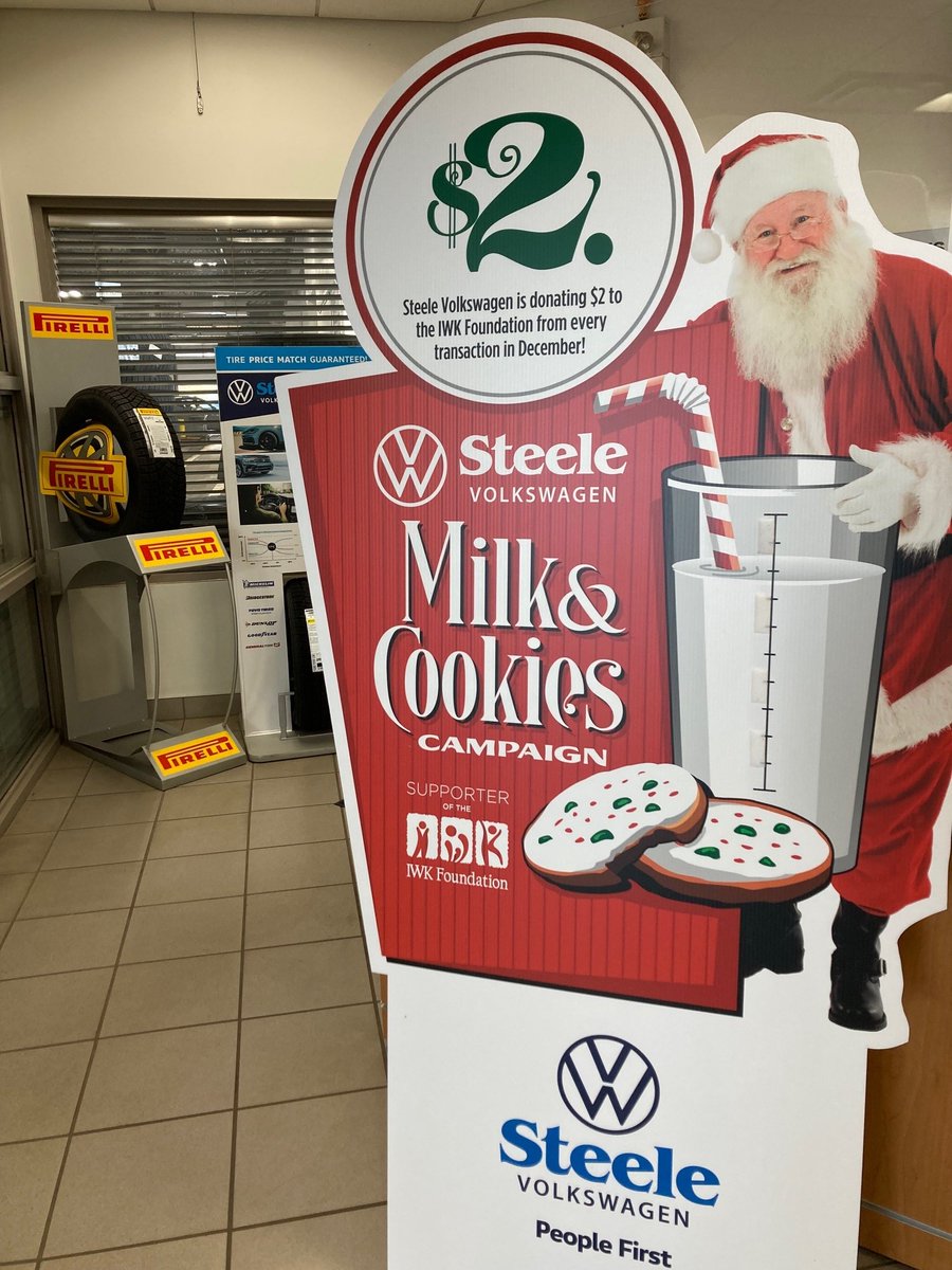 steeleauto's tweet photo. It's 'Milk & Cookies Campaign' time of the year at @VwSteele Dartmouth in support of the IWK Foundation! 🙂
#steeleautogroup #decembergiving #IWKFoundation #steeleautogroup #whysteeleauto #steelevolkswagen https://t.co/PBYOybROrq